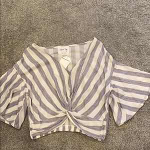 Light blue and white striped top